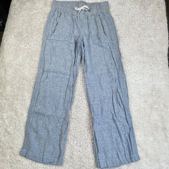 Athleta Cabo Linen Wide Leg Pants Chambrey Blue - Picture 3 of 11